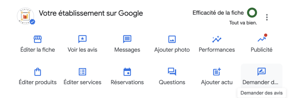 profil établissement gmb