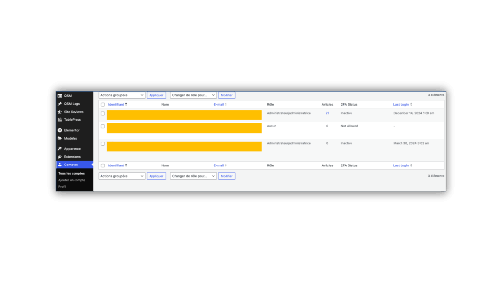 Vérifier les accès utilisateur d'un site wordpress en maintenance