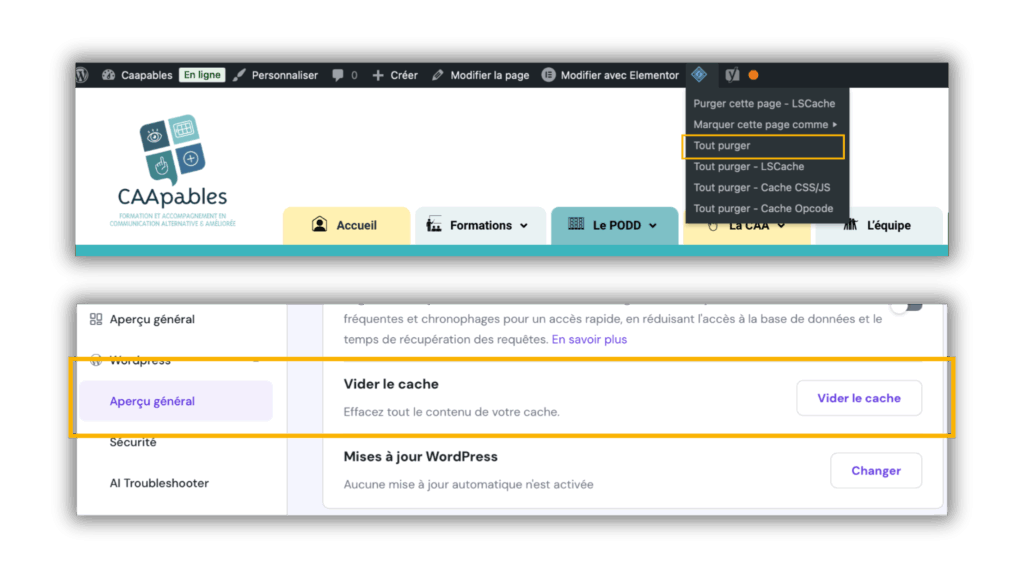 Cache - maintenance wordpress