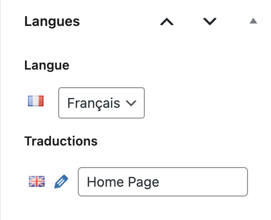 interface wordpress avec polylang
